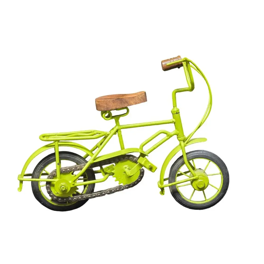 Green Metal Beach Cruiser Bike w. Wood Wheels Seat & Handle Bars Sculpture Ride